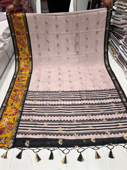 Punit Brand Pure Kalamkari Belt Design Cotton Silk Saree – Exclusive Designer Collection