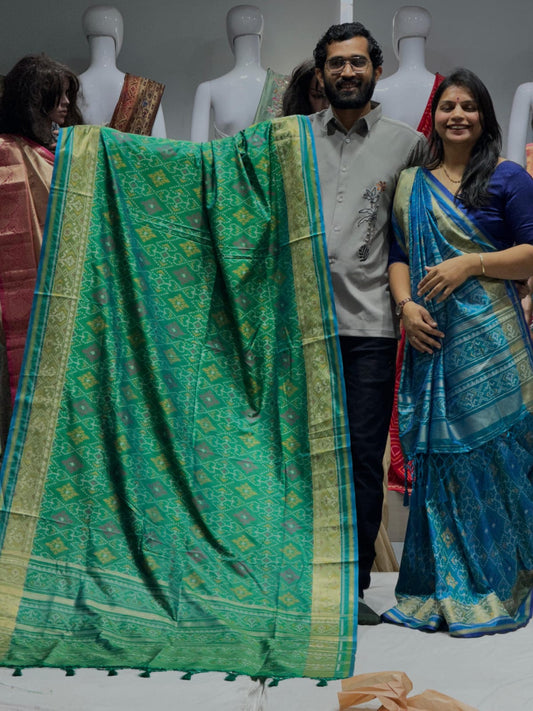 Premium Banarasi Woven Silk Patola Saree with Rich Zari Border