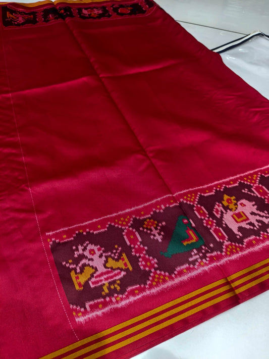 Premium Bhagalpuri Silk Figure Patola Saree Redis Marron – Nita Ambani Inspired Designer Drape