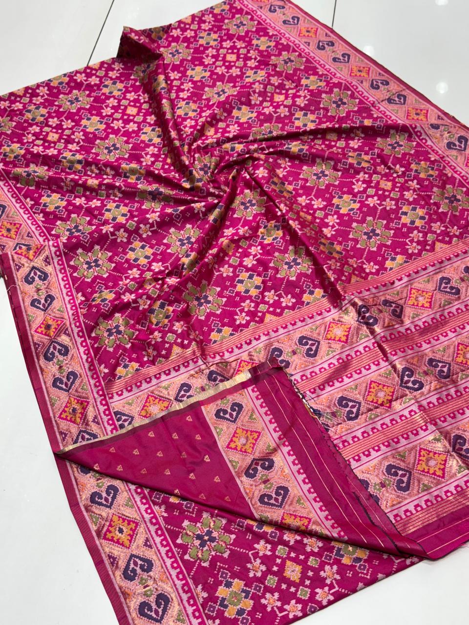 Traditional Manek Chowk Woven Patola Saree in Soft Banarasi Silk