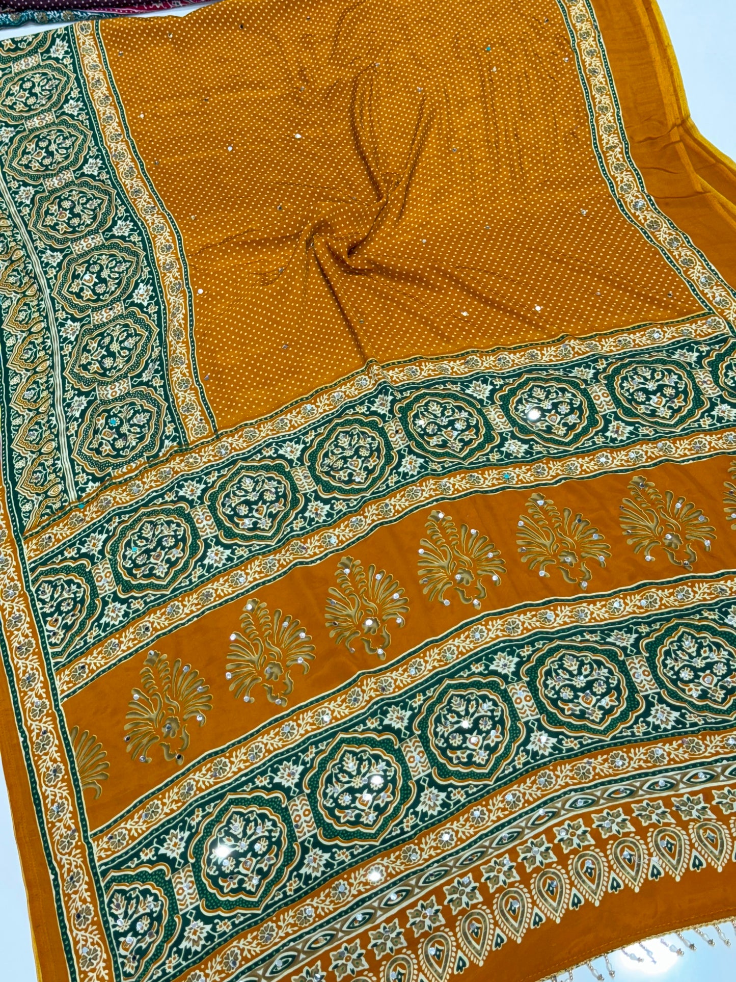 Bandhani Design Ajrakh Pallu Modal Silk Soft
