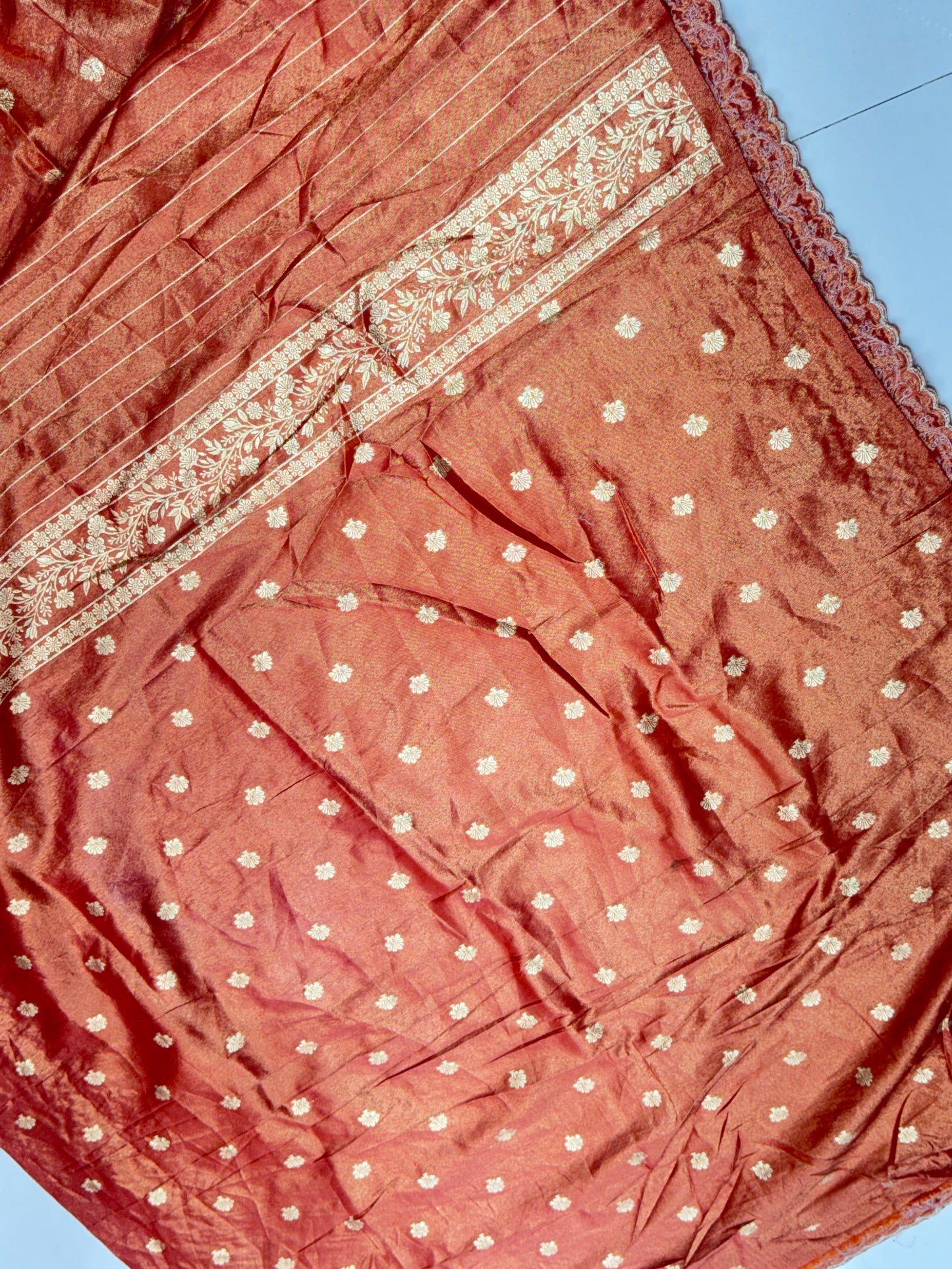 Designer Tissue Banarasi Silk Saree with Handwork Cut Border & Rich Pallu