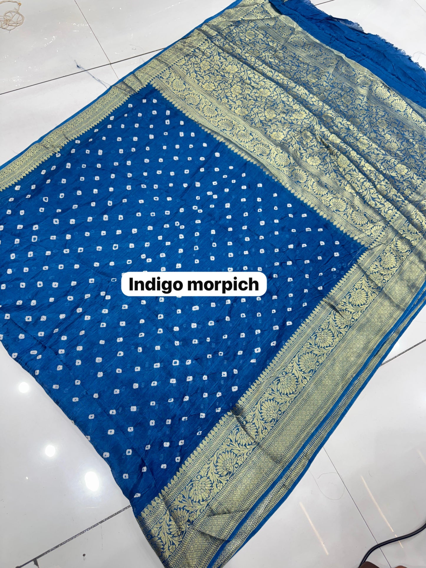 Premium Art Silk Hand Bandhej Saree with Kanjivaram Zari Border