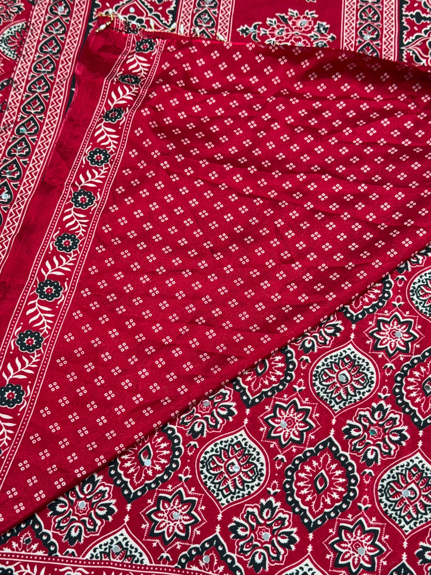 Maroon Premium Crepe Silk Mirror Work Saree with Designer Pallu Border & Tassels | Festive & Party Wear