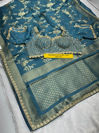 Pure Silk Saree with Real Kasab Zari & Dual Blouse Package