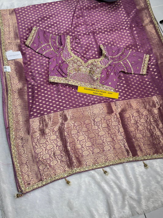 Pure Silk Saree with Real Kasab Zari & Dual Blouse Package