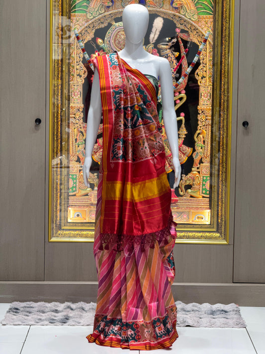 Imperial Multi-Color Digital Patola Saree | Premium Bhagalpuri Silk Edition
