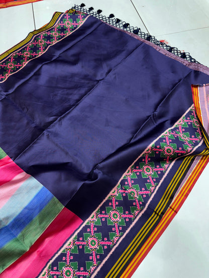Imperial Multi-Color Digital Patola Saree | Premium Bhagalpuri Silk Edition
