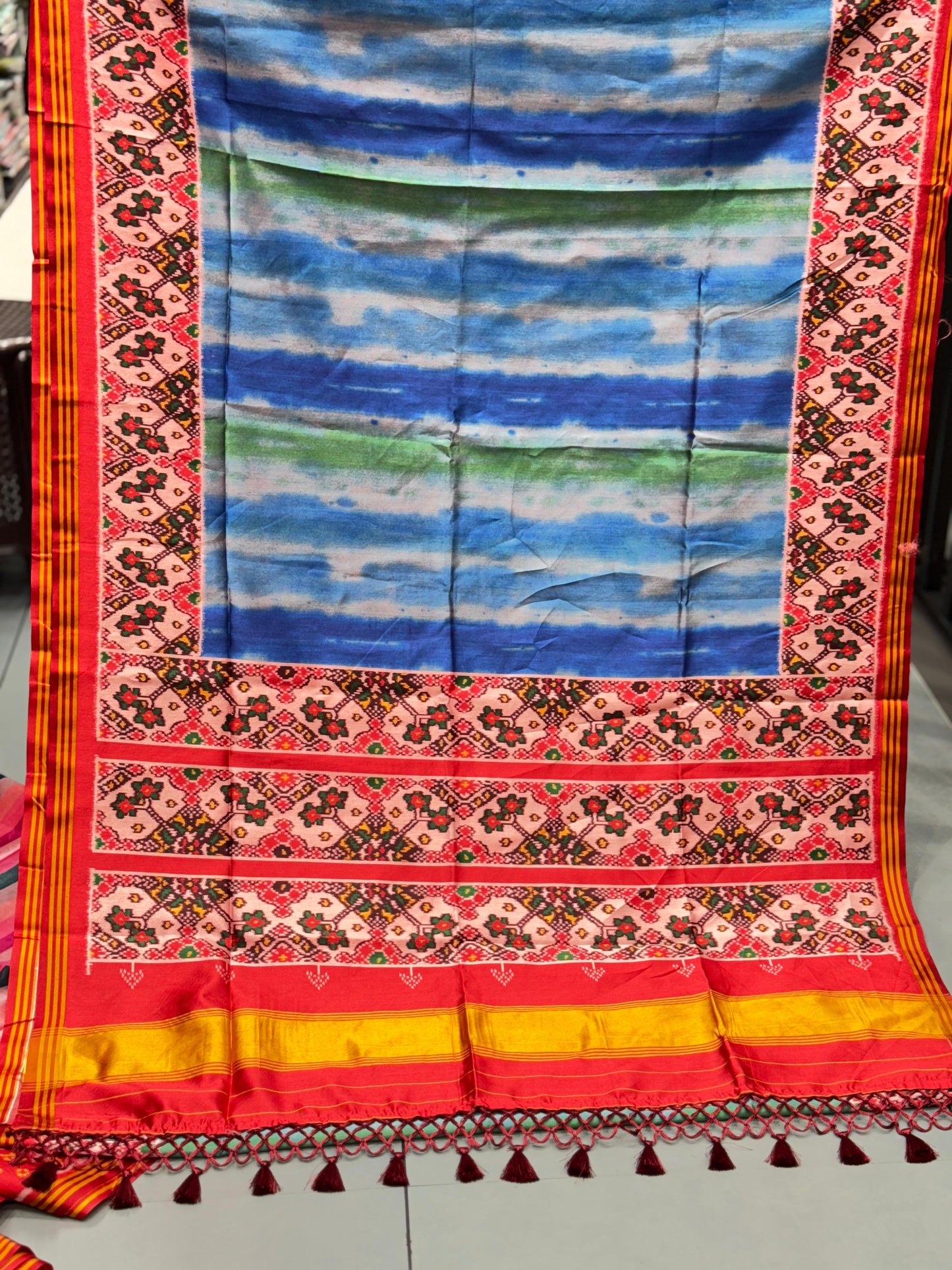 Imperial Multi-Color Digital Patola Saree | Premium Bhagalpuri Silk Edition