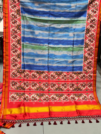 Imperial Multi-Color Digital Patola Saree | Premium Bhagalpuri Silk Edition