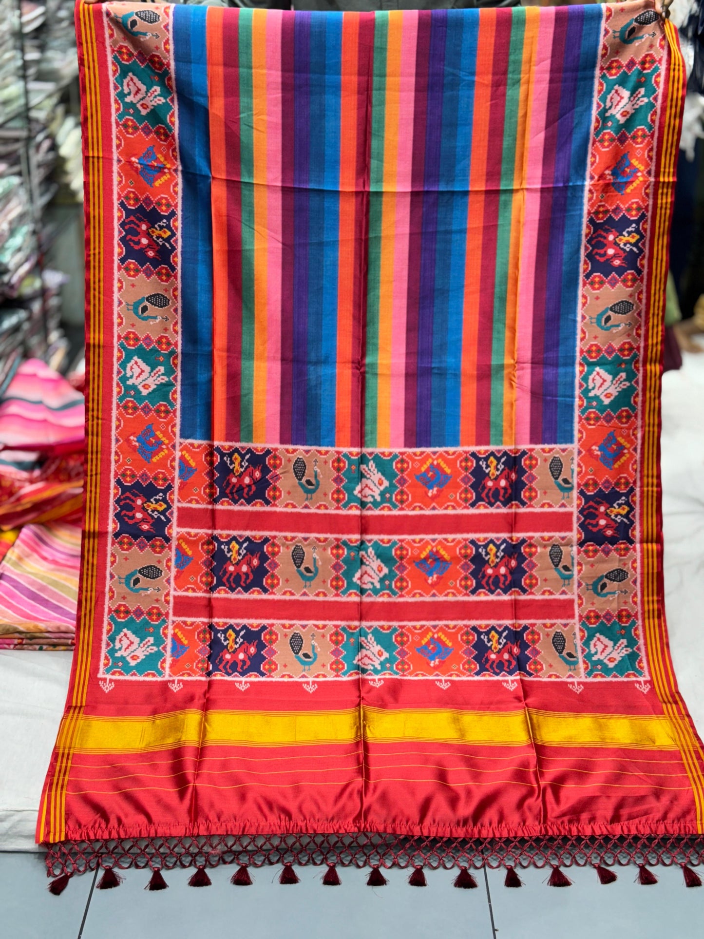 Imperial Multi-Color Digital Patola Saree | Premium Bhagalpuri Silk Edition