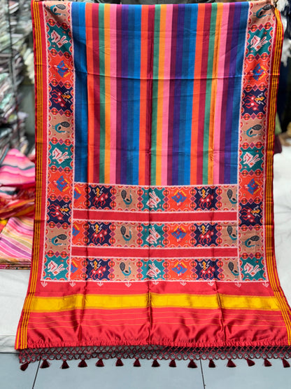 Imperial Multi-Color Digital Patola Saree | Premium Bhagalpuri Silk Edition