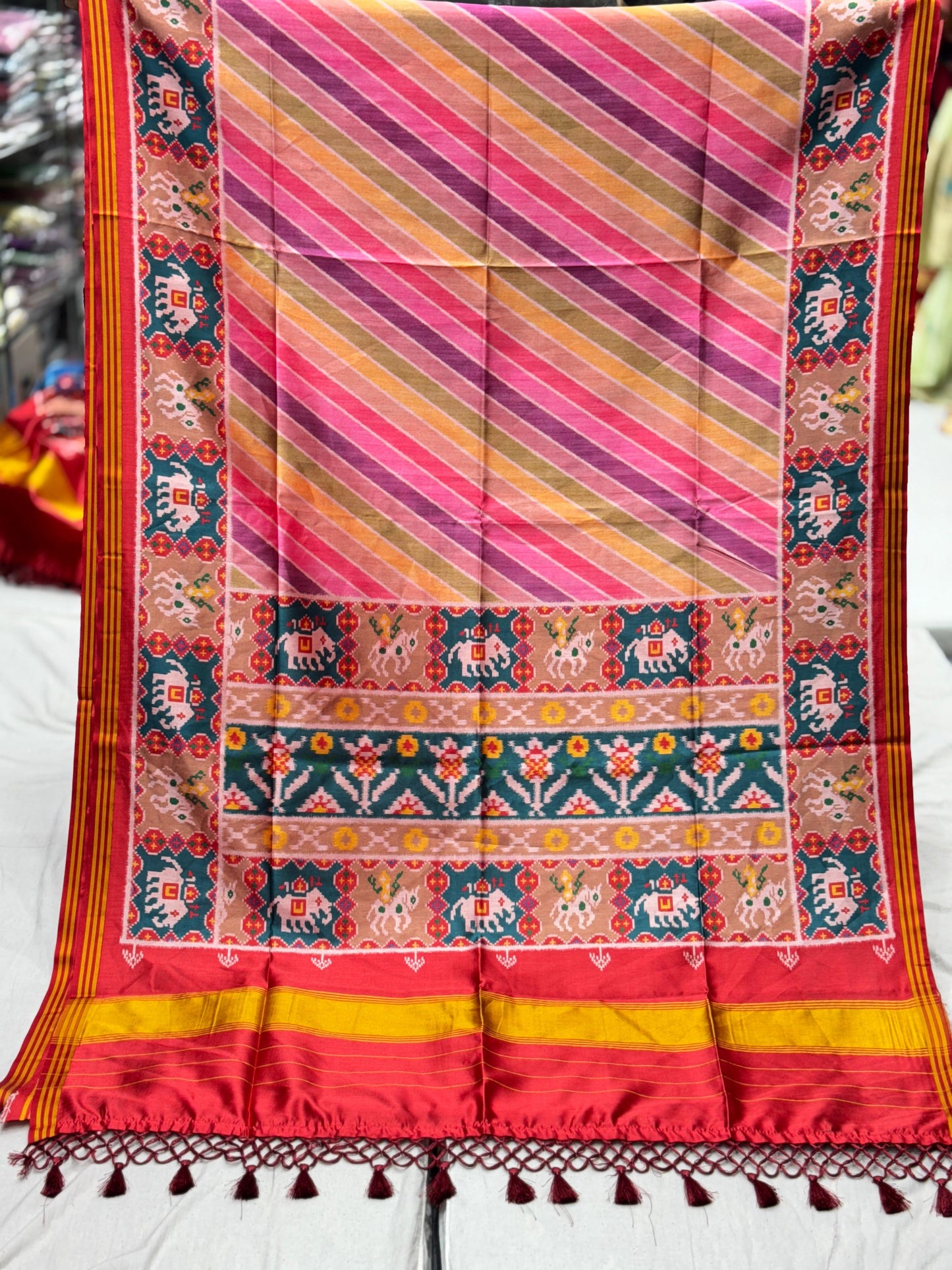 Imperial Multi-Color Digital Patola Saree | Premium Bhagalpuri Silk Edition