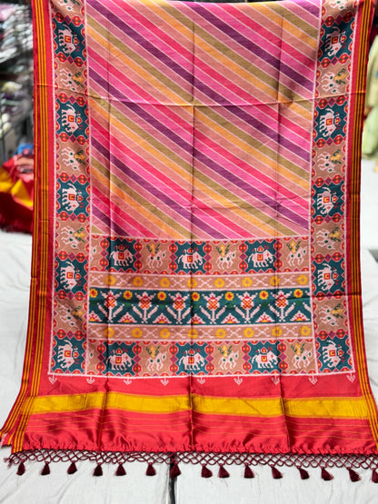 Imperial Multi-Color Digital Patola Saree | Premium Bhagalpuri Silk Edition
