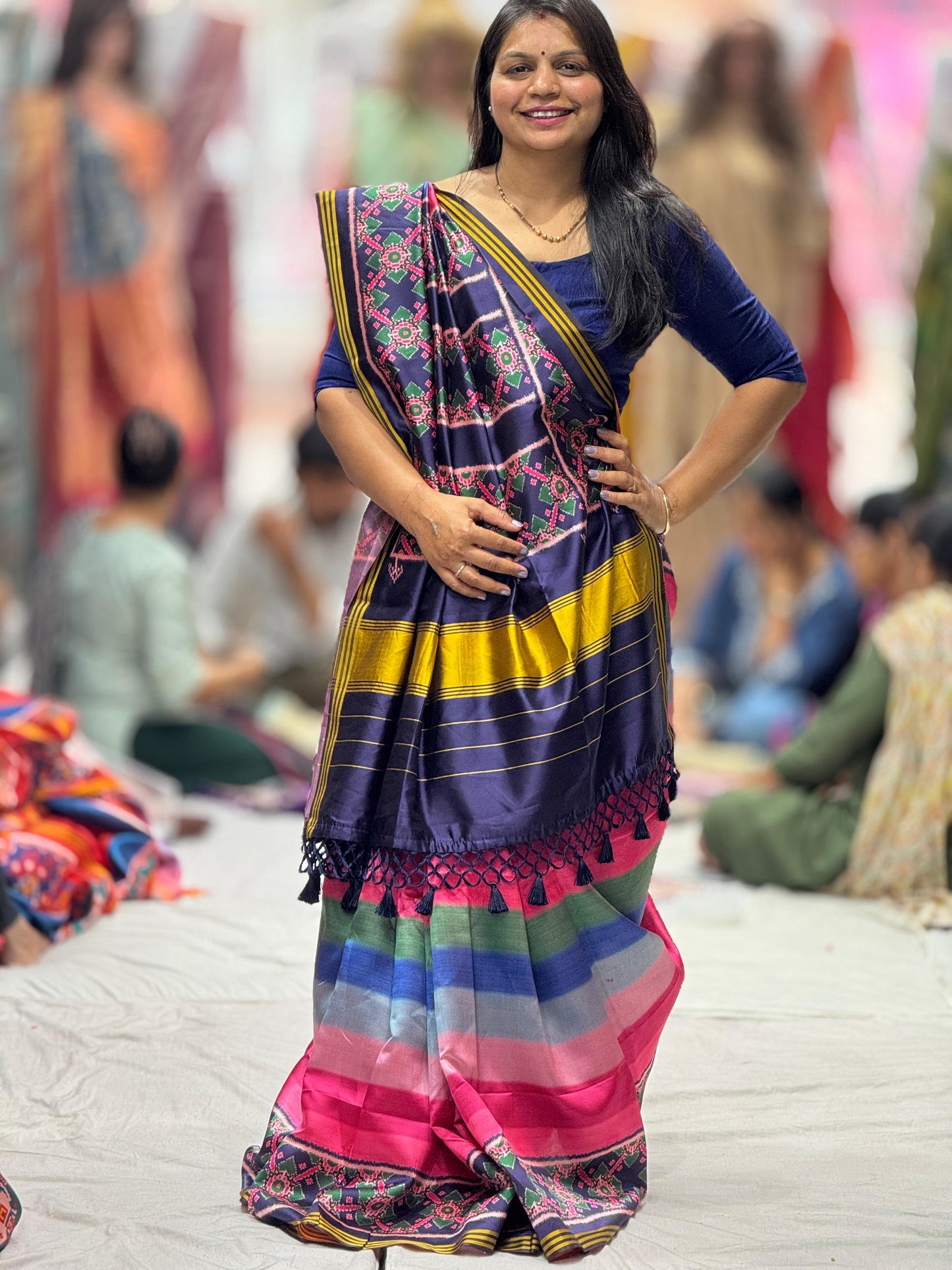 Imperial Multi-Color Digital Patola Saree | Premium Bhagalpuri Silk Edition