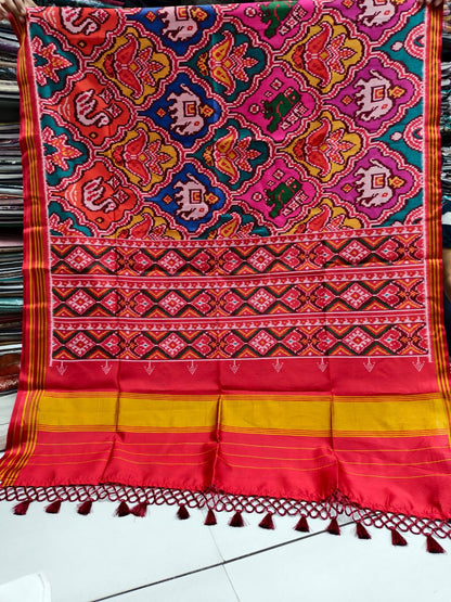 Imperial Multi-Color Digital Patola Saree | Premium Bhagalpuri Silk Edition