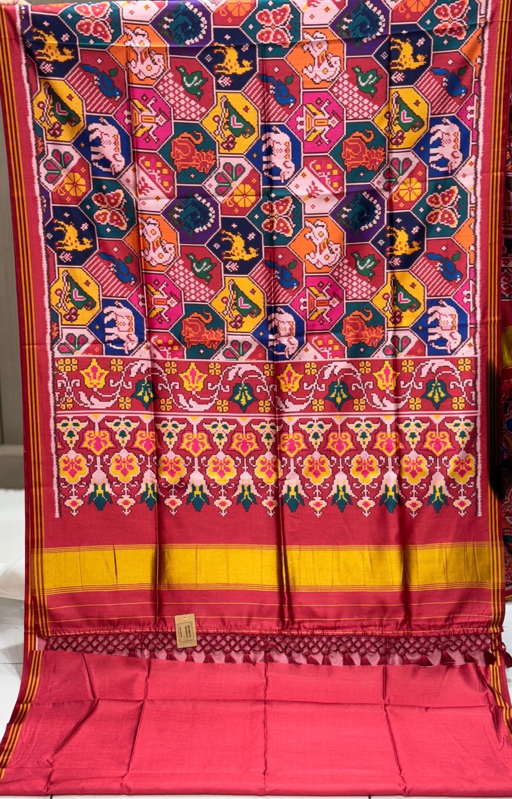 Imperial Multi-Color Digital Patola Saree | Premium Bhagalpuri Silk Edition
