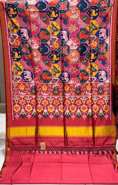 Imperial Multi-Color Digital Patola Saree | Premium Bhagalpuri Silk Edition