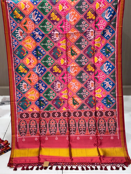 Imperial Multi-Color Digital Patola Saree | Premium Bhagalpuri Silk Edition