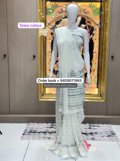 Serene White Georgette Saree with Hand-Crafted Lucknowi Chikankari Work