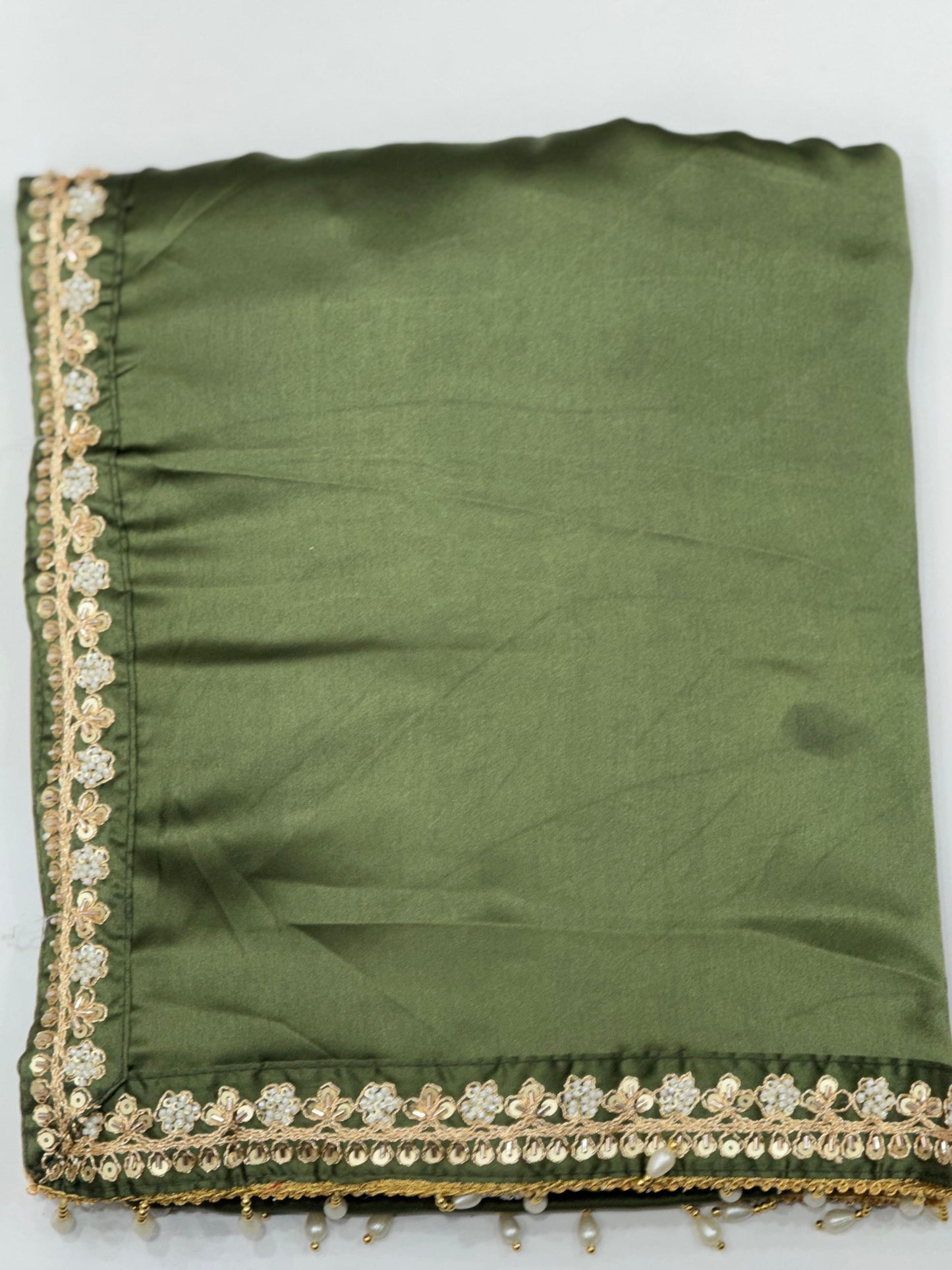 Teal Radiance Pure Satin Silk Saree with Hand-Embellished Peacock Motif Blouse