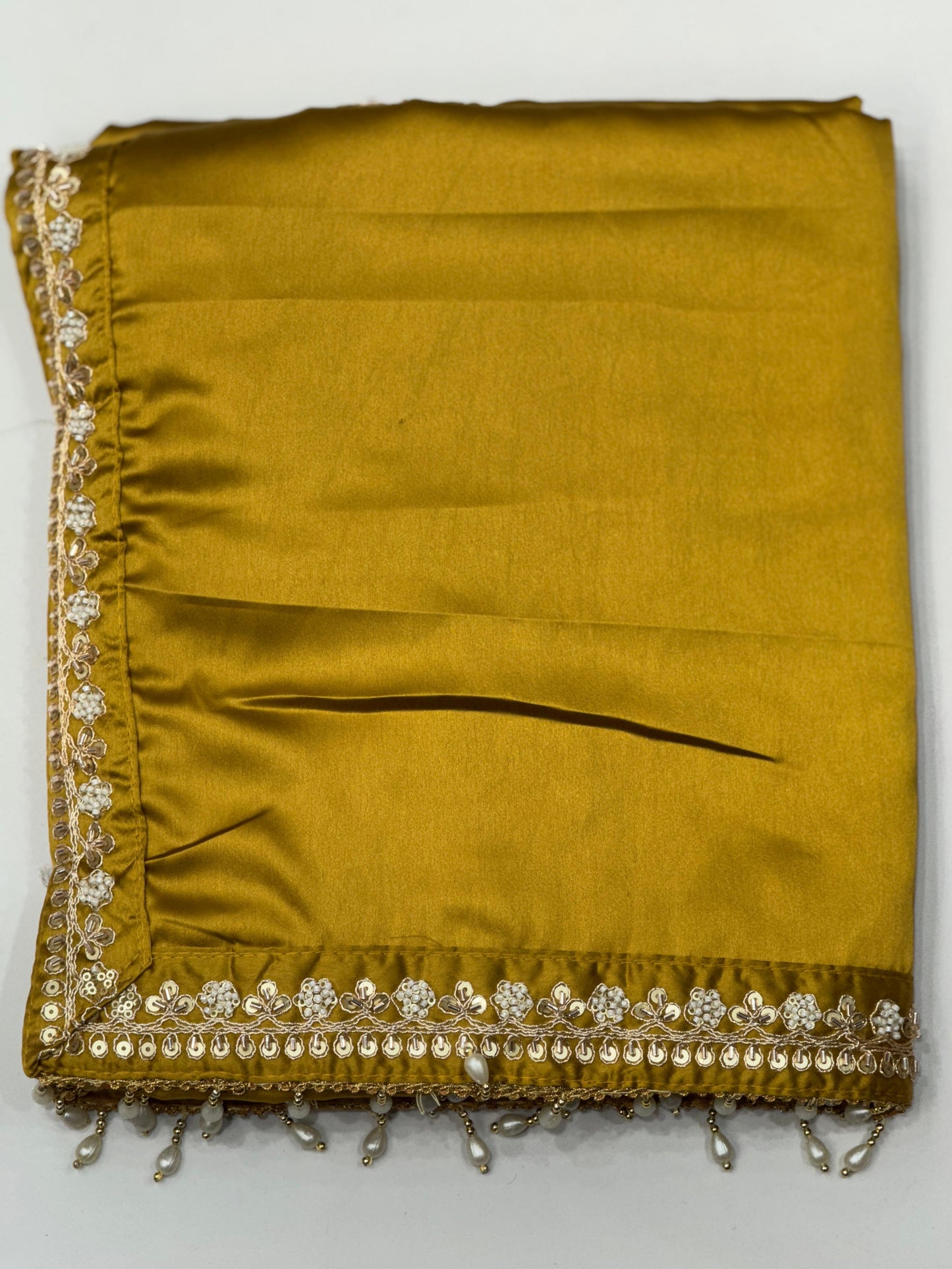 Teal Radiance Pure Satin Silk Saree with Hand-Embellished Peacock Motif Blouse