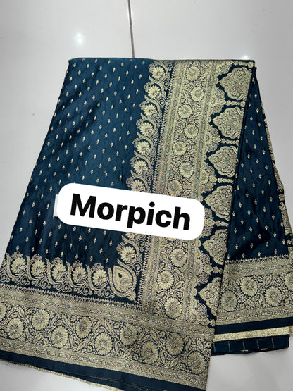Midnight Amethyst Hand-Woven Soft Silk Saree with Antique Zari Jaal