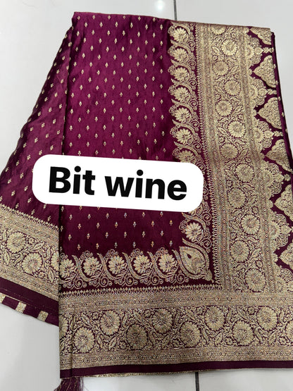 Midnight Amethyst Hand-Woven Soft Silk Saree with Antique Zari Jaal