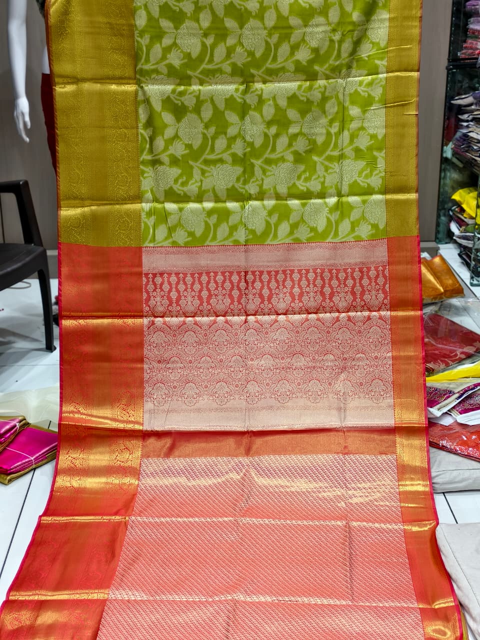 Banarasi Style Pure Kanjivaram Pattu Silk Jacquard Kanchipuram Pattu Saree With Un-Stiched Blous