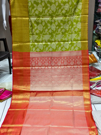 Banarasi Style Pure Kanjivaram Pattu Silk Jacquard Kanchipuram Pattu Saree With Un-Stiched Blous