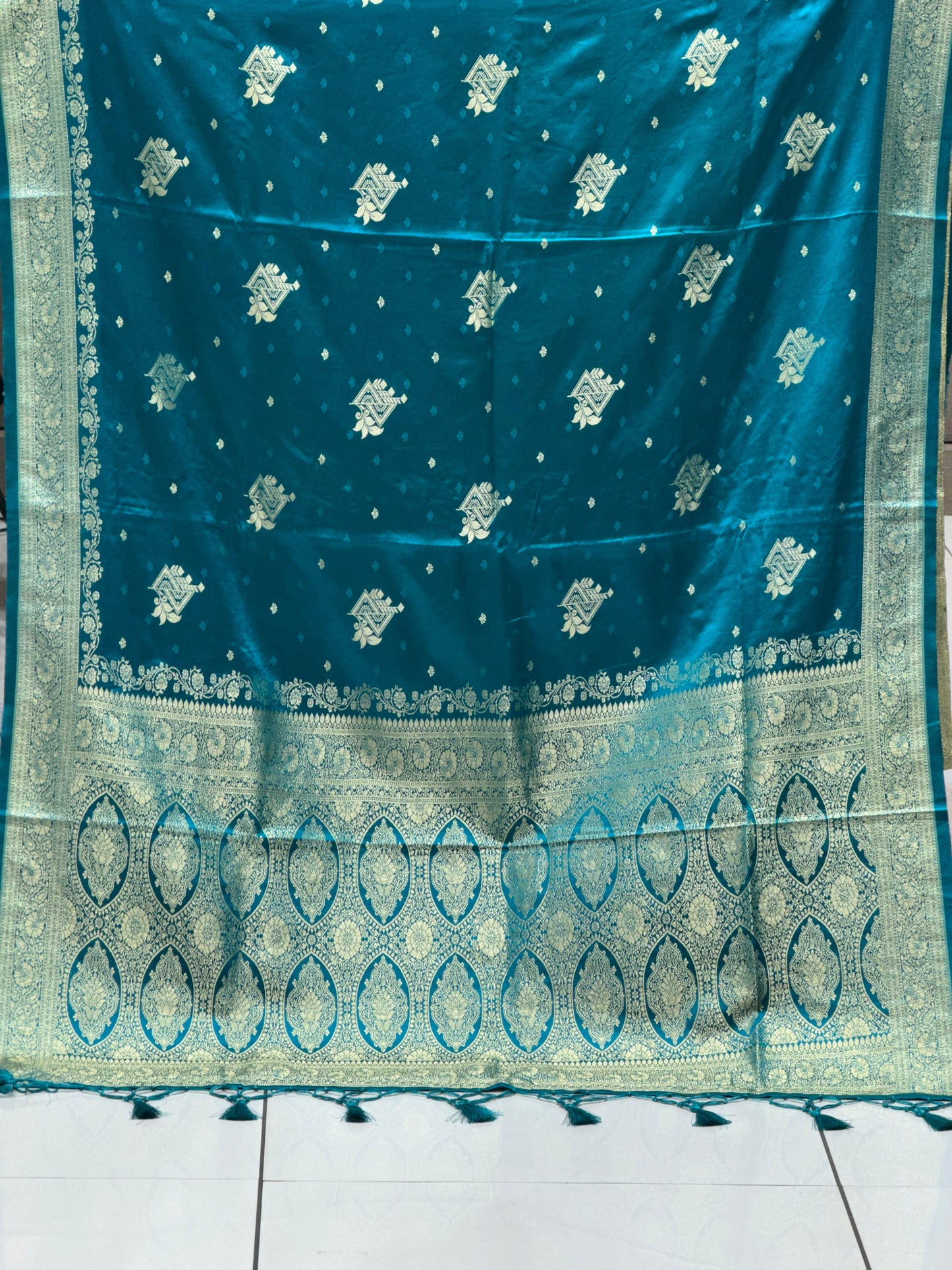 Imperial Crimson Hand-Woven Pure Satin Silk Saree with Antique Zari Heritage