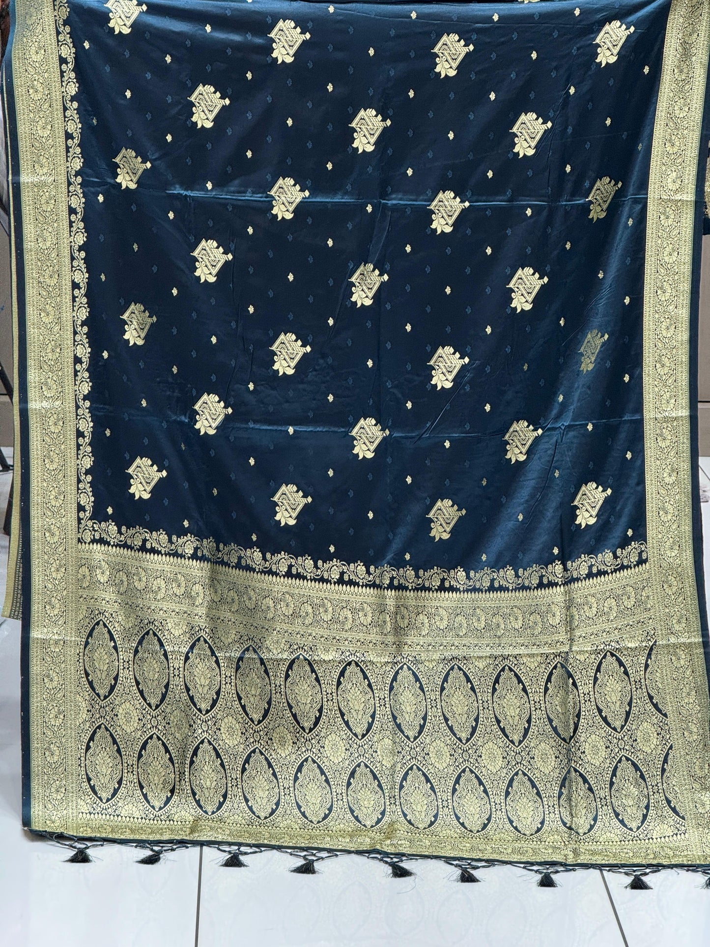 Imperial Crimson Hand-Woven Pure Satin Silk Saree with Antique Zari Heritage