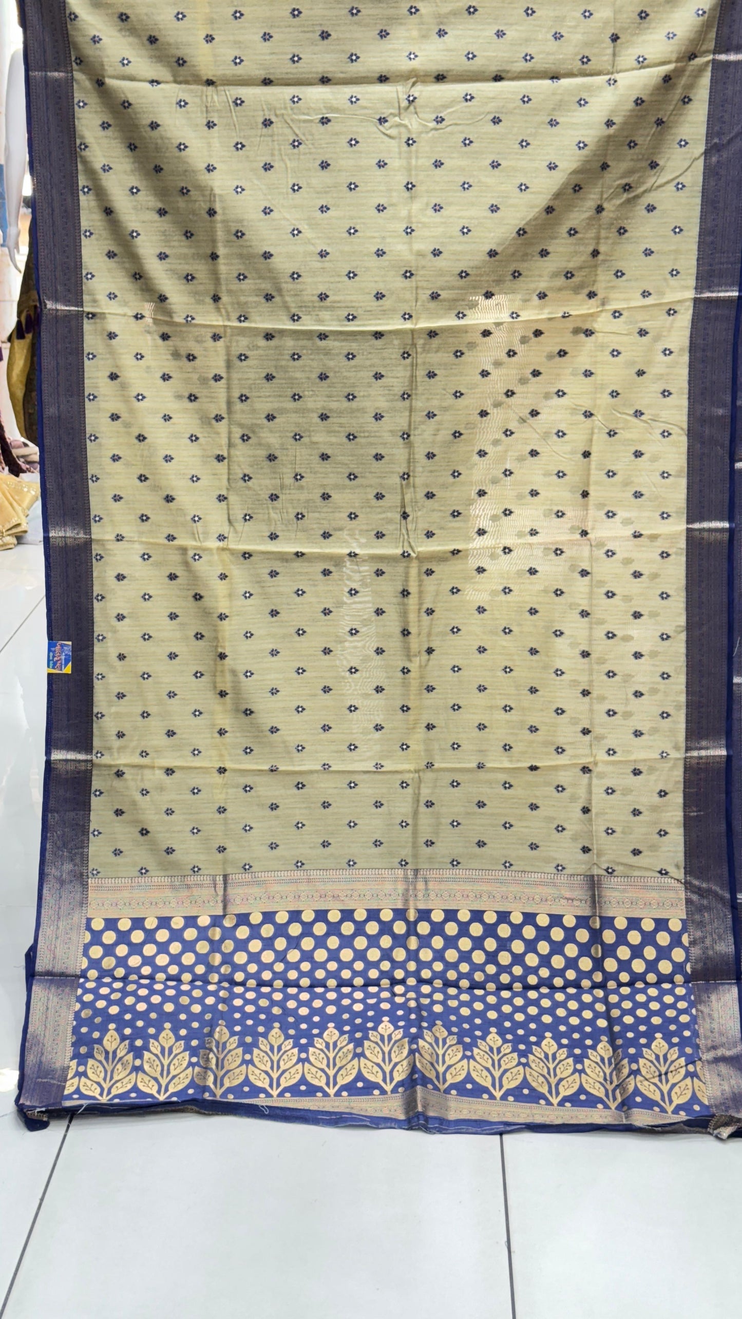 Pure Cotton 1000 Butti Woven Saree with Kasab Border & Zari Weaving | Elegant Daily & Festive Wear