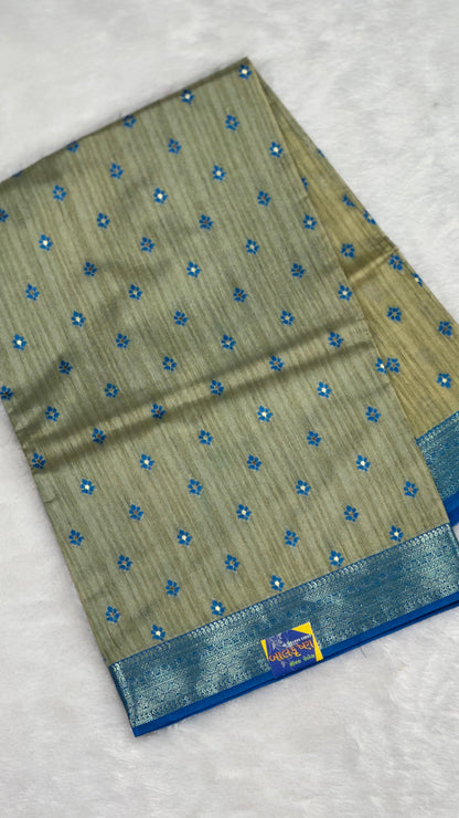 Pure Cotton 1000 Butti Woven Saree with Kasab Border & Zari Weaving | Elegant Daily & Festive Wear