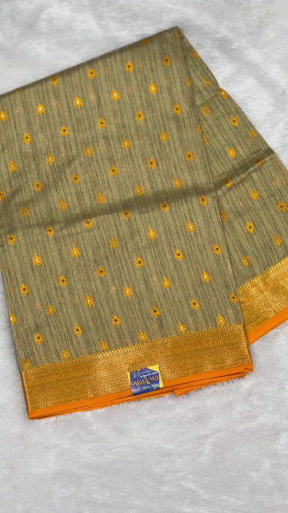 Pure Cotton 1000 Butti Woven Saree with Kasab Border & Zari Weaving | Elegant Daily & Festive Wear
