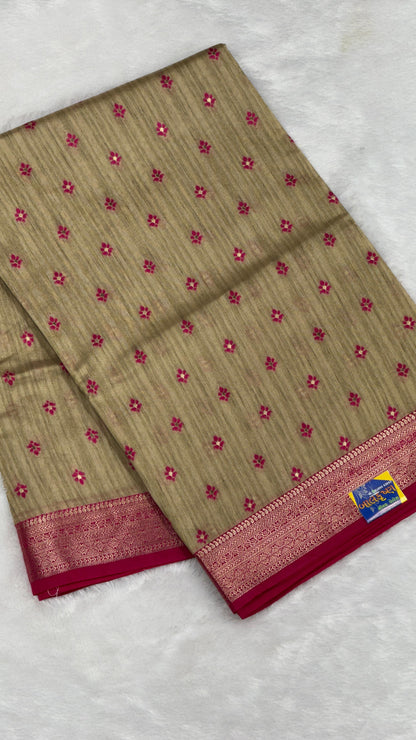 Pure Cotton 1000 Butti Woven Saree with Kasab Border & Zari Weaving | Elegant Daily & Festive Wear