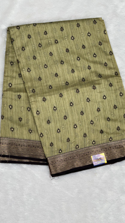 Pure Cotton 1000 Butti Woven Saree with Kasab Border & Zari Weaving | Elegant Daily & Festive Wear