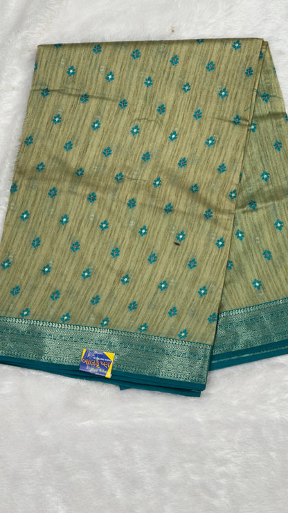Pure Cotton 1000 Butti Woven Saree with Kasab Border & Zari Weaving | Elegant Daily & Festive Wear