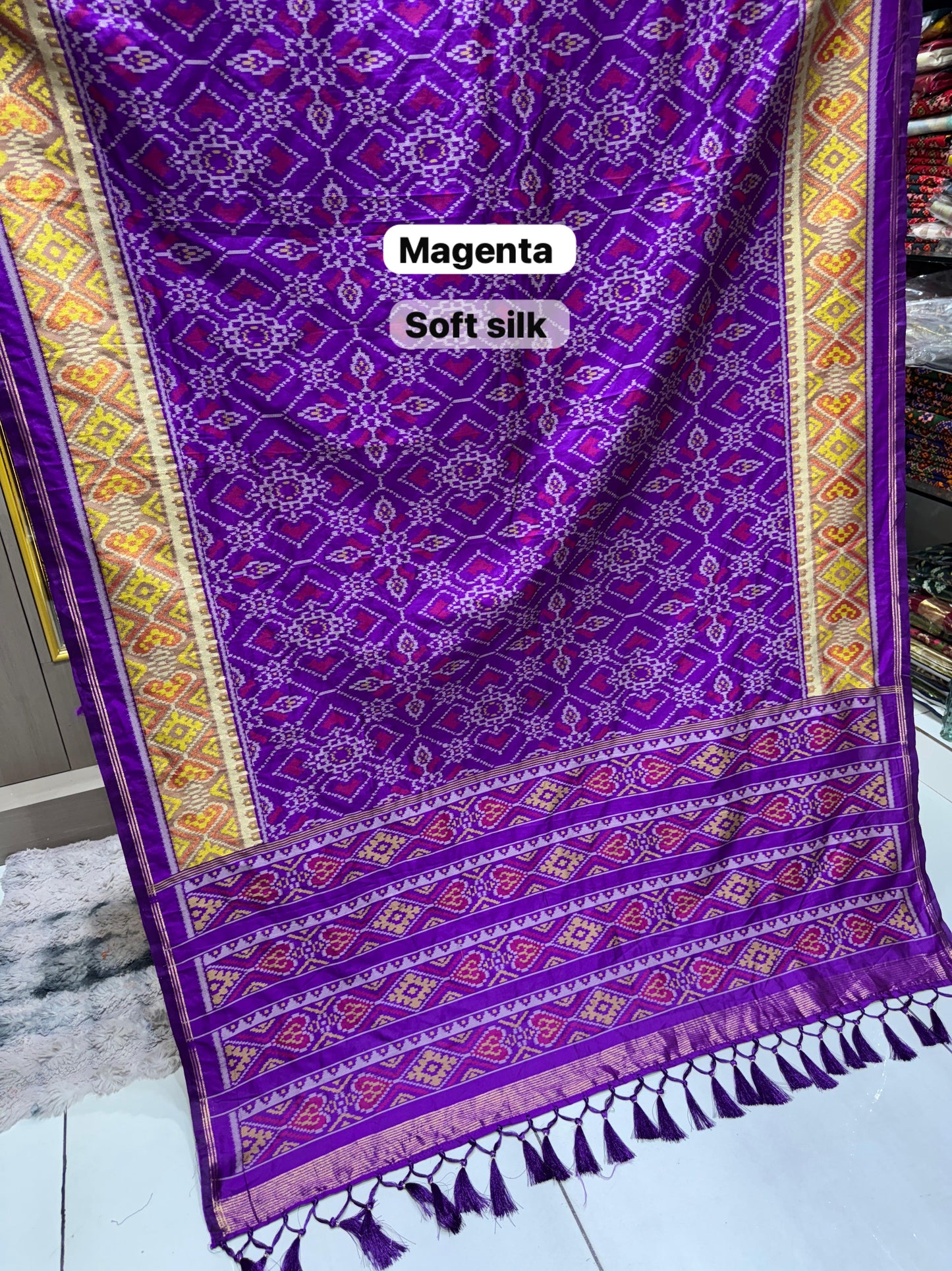 Royal Blue Pure Soft Silk Patola Saree with Real Zari Border | Traditional Manekchowk Design