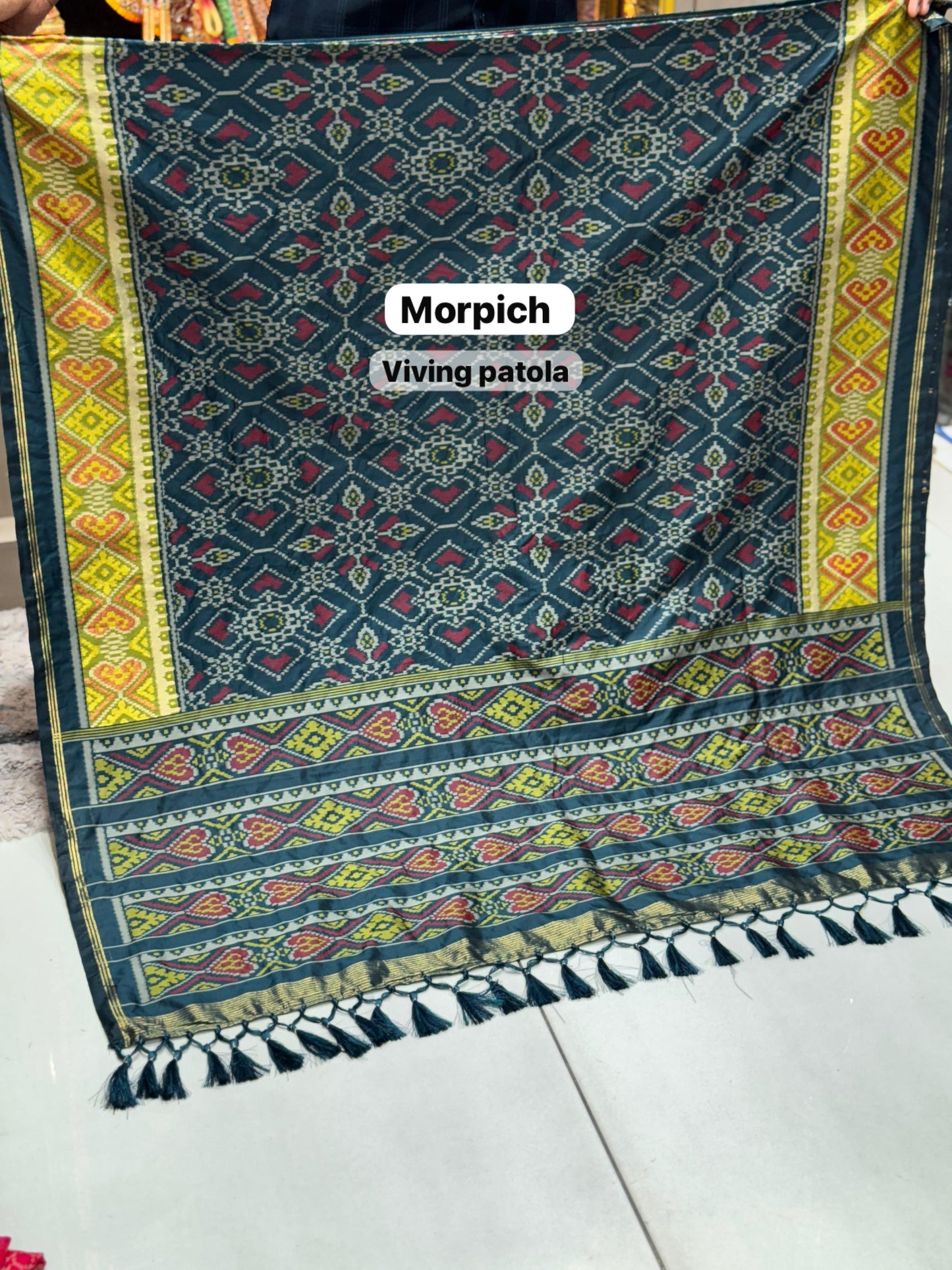 Royal Blue Pure Soft Silk Patola Saree with Real Zari Border | Traditional Manekchowk Design
