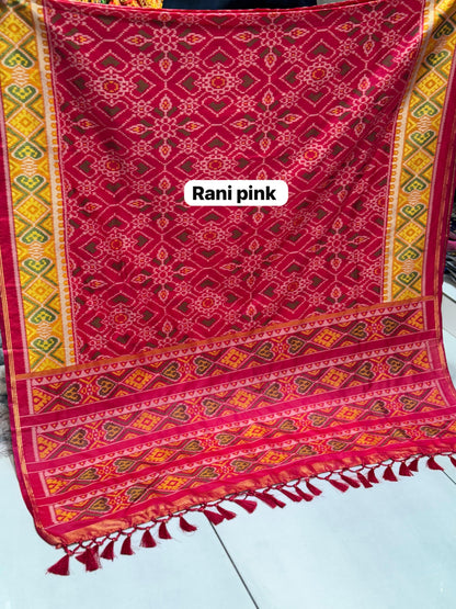 Royal Blue Pure Soft Silk Patola Saree with Real Zari Border | Traditional Manekchowk Design