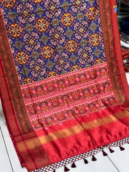 Pure Patan Patola Inspired Soft Silk Saree with Zari Patto Border | Manekchowk Traditional Design 💫