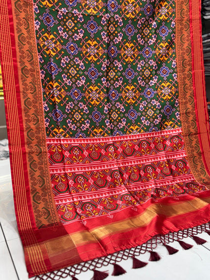 Pure Patan Patola Inspired Soft Silk Saree with Zari Patto Border | Manekchowk Traditional Design 💫