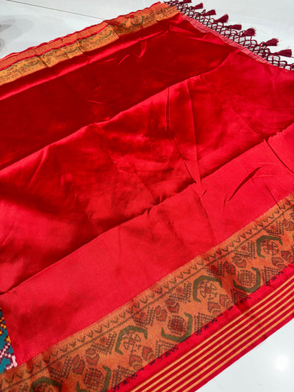 Pure Patan Patola Inspired Soft Silk Saree with Zari Patto Border | Manekchowk Traditional Design 💫