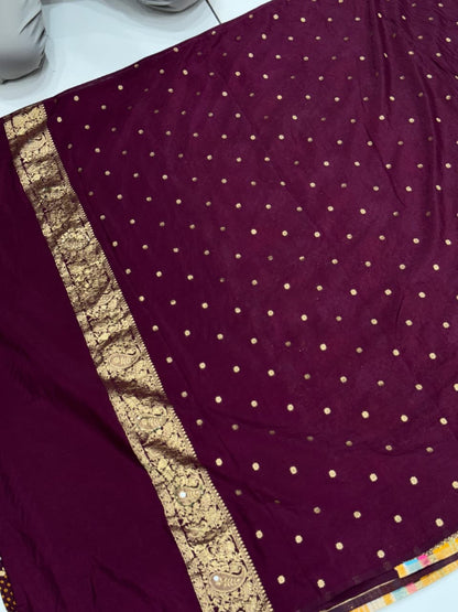 Luxury Jangla Georgette Saree with Heavy Woven Pallu & Rich Border Work | Butti Blouse Designer Saree