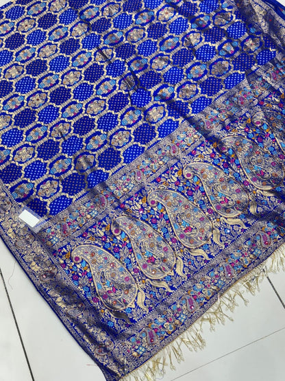 Premium Jangla Georgette Meenakari Bandhani Saree with Rich Zari Border | Luxury Wedding & Festive Wear