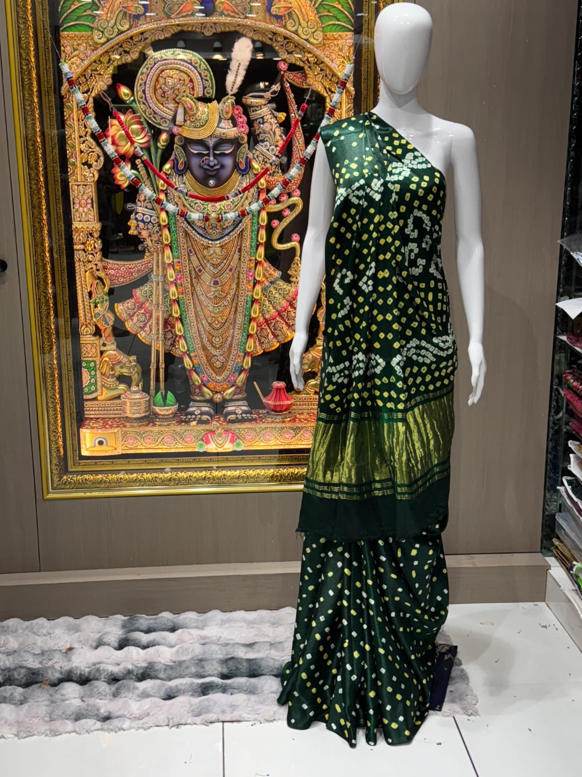 Pure Modal Silk Bandhej Saree with Gold Zari Pallu