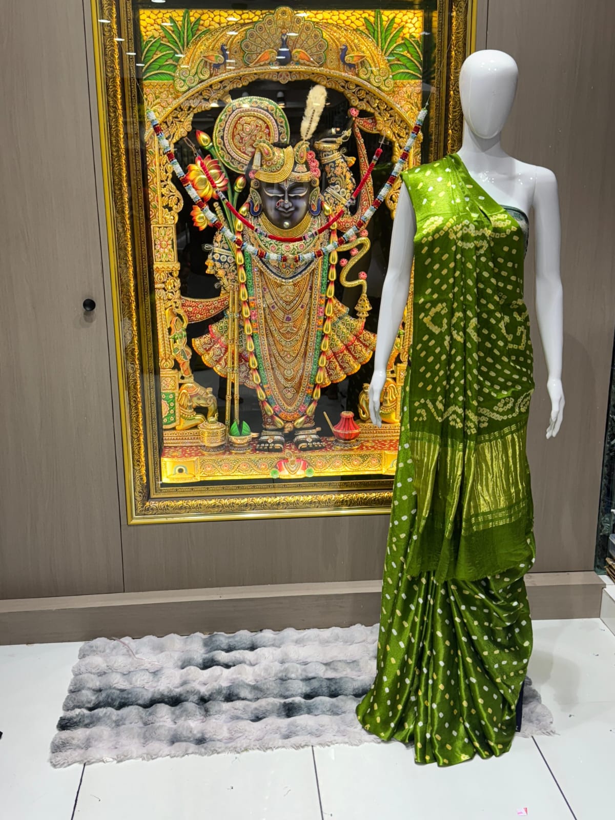 Pure Modal Silk Bandhej Saree with Gold Zari Pallu