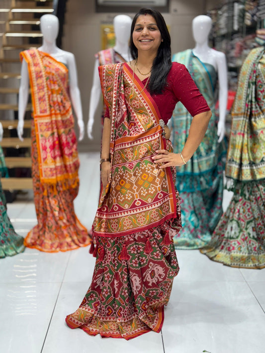 Luxury Woven Banarasi Patola Soft Silk Saree with Designer Border & Blouse Piece