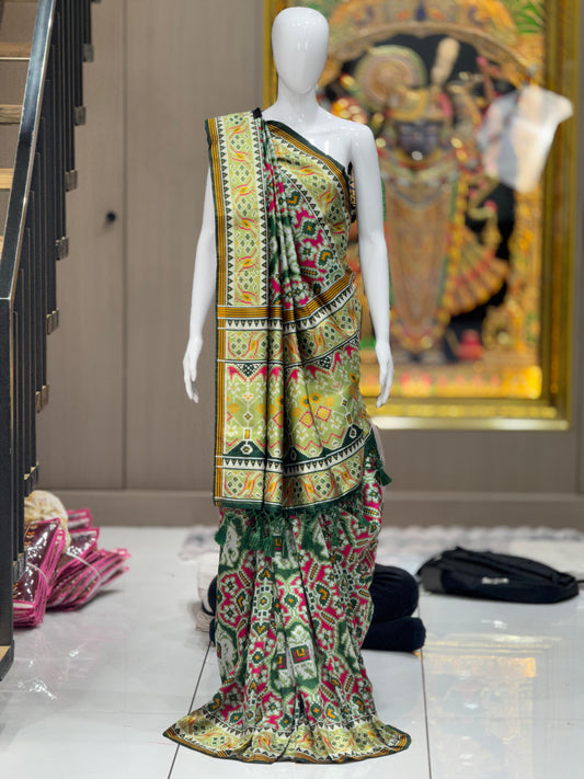 Luxury Woven Banarasi Patola Soft Silk Saree with Designer Border & Blouse Piece